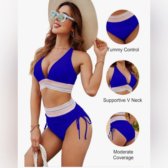 Blooming Jelly Women High Waisted Bikini Sets Tummy Control Swimsuit Two Piece - Picture 4 of 6